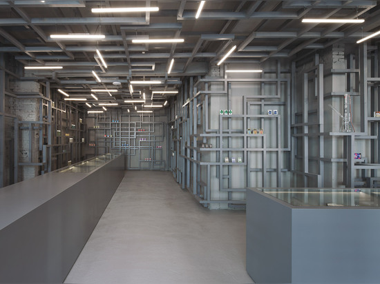 La Chambre des drogues futées font des emplettes par des dispositifs de Maurice Mentjens labyrinthe-comme les faisceaux en bois