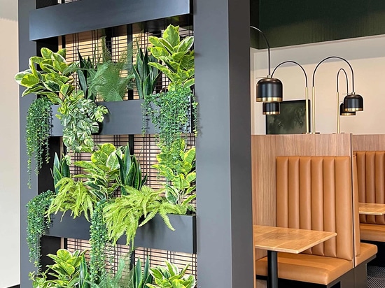 Dans cet espace de coworking, le treillis métallique soudé Banker WDZ-539 est utilisé comme treillis dans la jardinière d'intérieur.