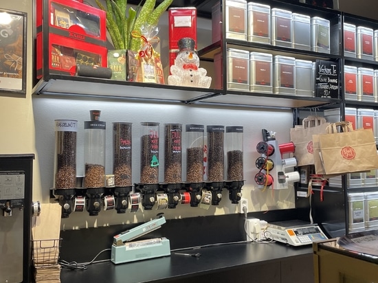 Distributeurs muraux de grains de café hermétiquement scellés pour la vente au détail spécialisée