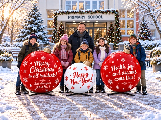 Des décorations de Noël pleines de sens : des boules de Noël XXL porteuses d'un message