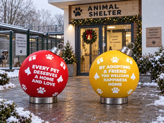 Des décorations de Noël pleines de sens : des boules de Noël XXL porteuses d'un message