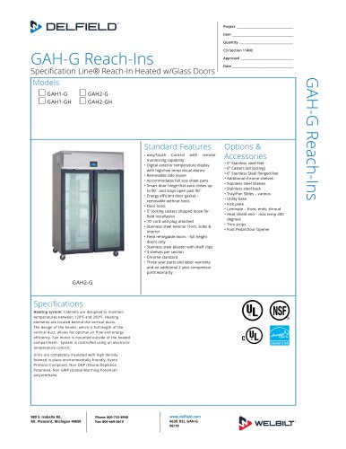 GAH-G Reach-Ins technical sheet