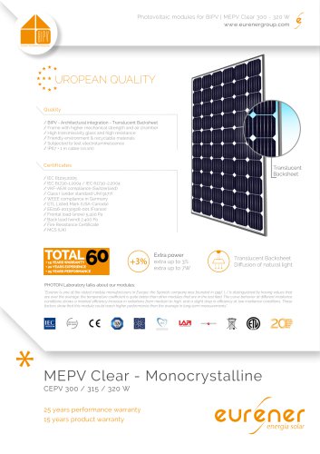 MEPV Clear 300 - 320 W