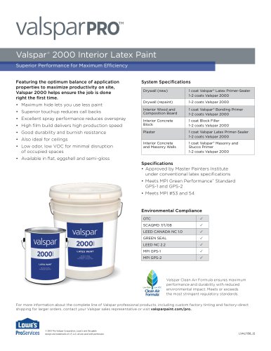 Valspar ®  2000 Interior Latex Paint