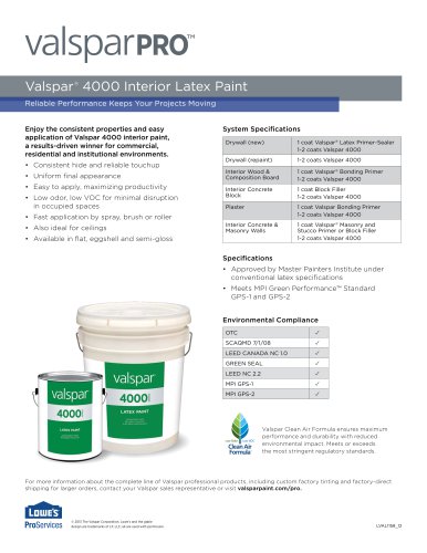 Valspar ®  4000 Interior Latex Paint