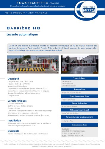 Barrière levante HB (disponible ATEX)