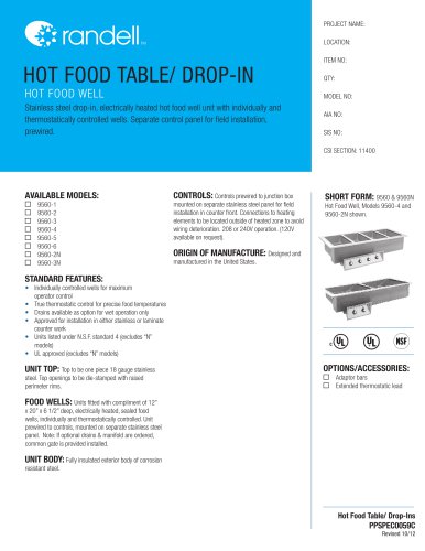 HOT FOOD TABLE/ DROP-IN