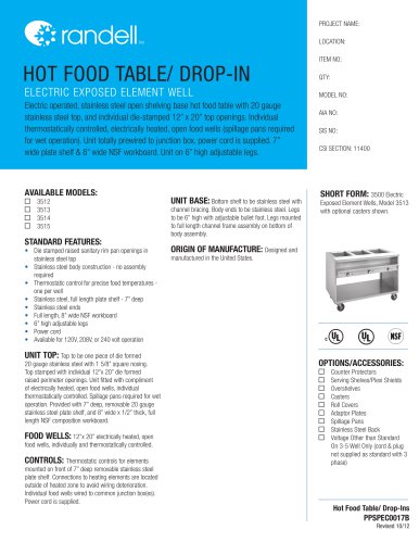 HOT FOOD TABLE/ DROP-IN 3612