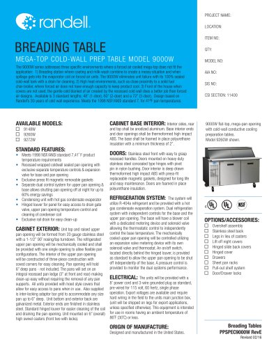 MEGA-TOP COLD-WALL PREP TABLE MODEL 9000W