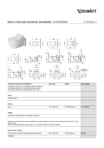 Starck 2 Toilet wall mounted for SensoWash®