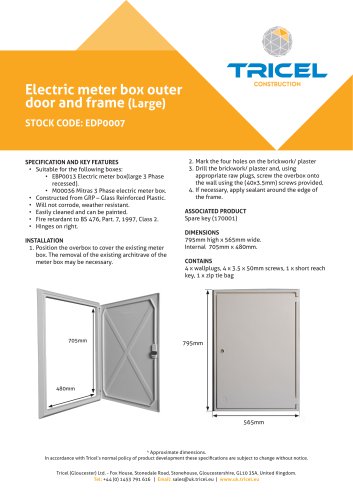 Electric meter box outer door and frame (Large)