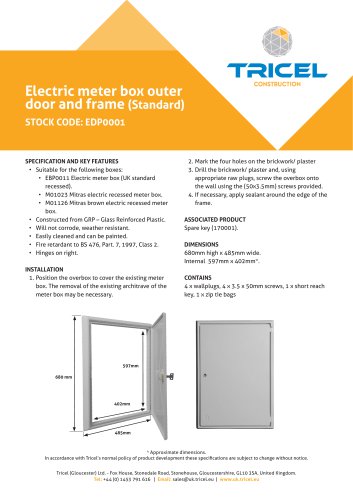 Electric meter box outer door and frame (Standard)