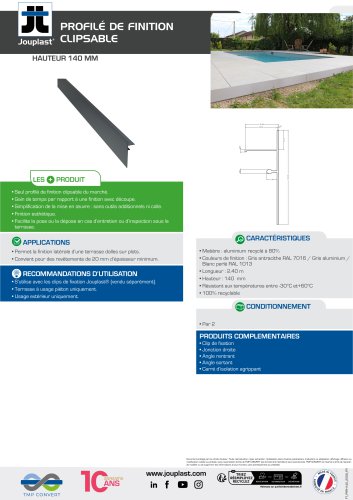 Fiche technique &ndash; Profil&eacute; de finition 140 mm gris anthracite