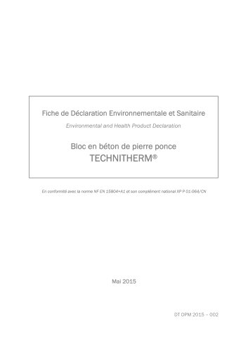 Fiche de Déclaration Environnementale et Sanitaire