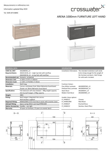 ARENA 1000mm FURNITURE LEFT HAND