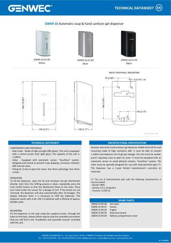 GW04 16 Automatic soap & hand sanitizer gel dispenser