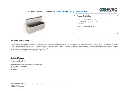 GW08 48 04 01 Surgical washbasin