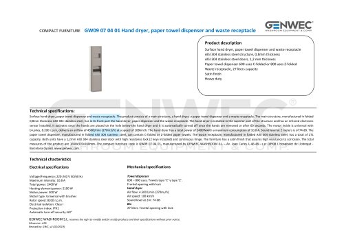 GW09 07 04 01 Hand dryer, paper towel dispenser and waste receptacle