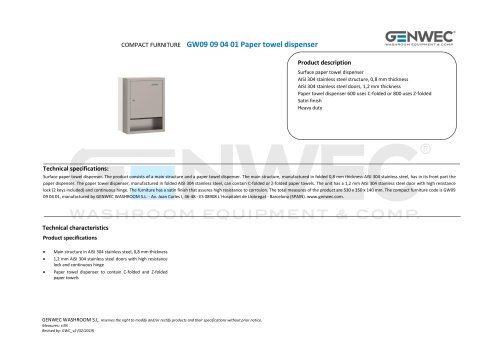 GW09 09 04 01 Paper towel dispenser