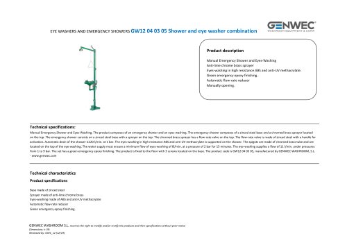 GW12 04 03 05 Shower and eye washer combination