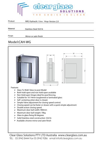 NRG Hydraulic Glass Hinge Version 2.0