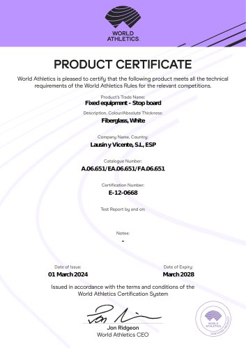 A.06.651 Outdoor shot put area WA Certificate