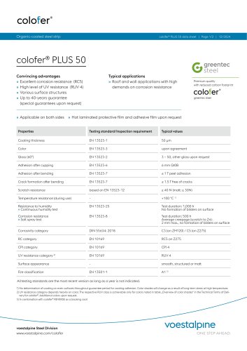 Data sheet colofer&reg; PLUS50