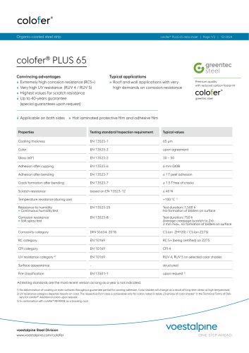 Data sheet colofer&reg; PLUS65