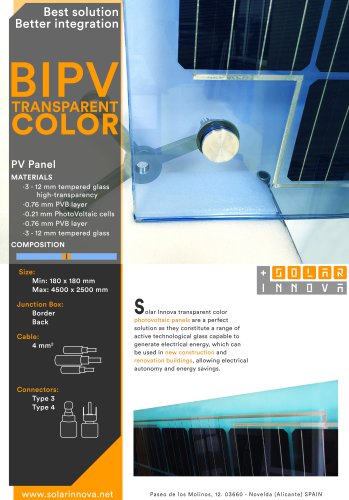 BIPV-Solar Photovoltaic Panels-Colors-Transparent