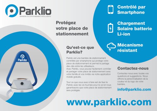 Parklio BARRIÈRE DE STATIONNEMENT INTELLIGENTE