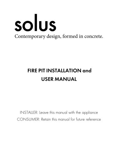 FIRE PIT INSTALLATION and USER MANUAL