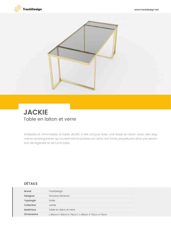 JACKIE Table en laiton et en verre