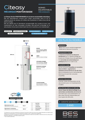 CITEASY POSITION BASSE Borne escamotable mécanique