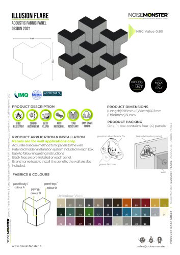 ILLUSION FLARE Acoustic Fabric Panel / Product Data Sheet