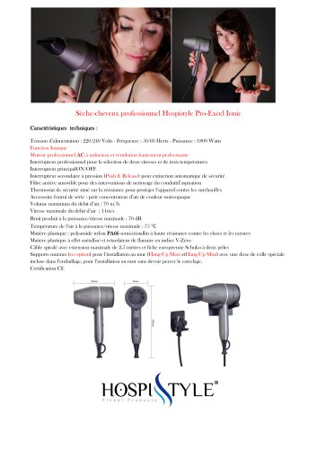 Pro-Excel Ionic Sèche-cheveux professionnel Hospistyle