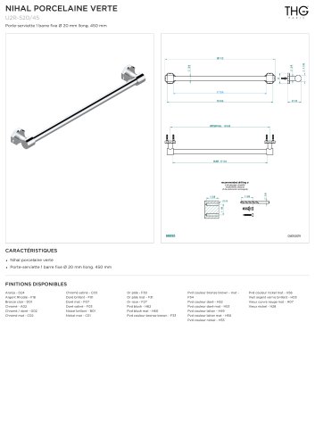 Porte-serviette 1 barre fixe U2R-520/45