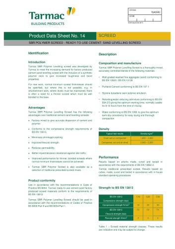 SBR Polymer Screed Data Sheet