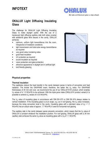 OKALUX Light Diffusing Insulating Glass