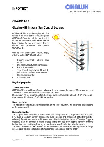 OKASOLAR F Insulating Glass with Integral Sun Control Louvres