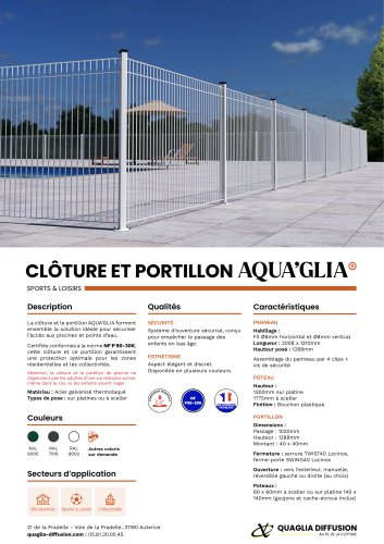 cl&ocirc;ture piscine AQUA GLIA