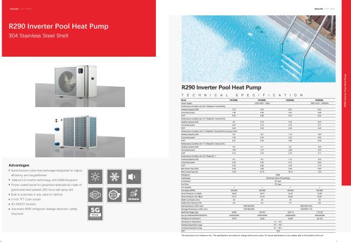 R290 Inverter Swimming Pool Heat Pump Water Heater Stainless Steel Shell
