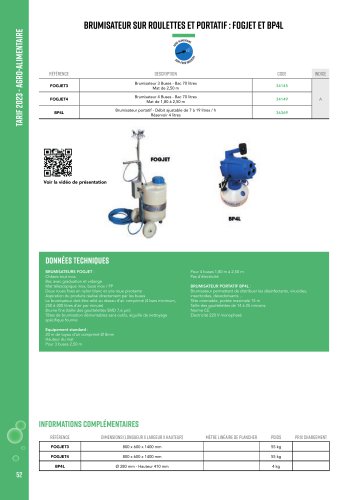 Brumisateur sur roulettes et portatif : FOGJET et BP4L