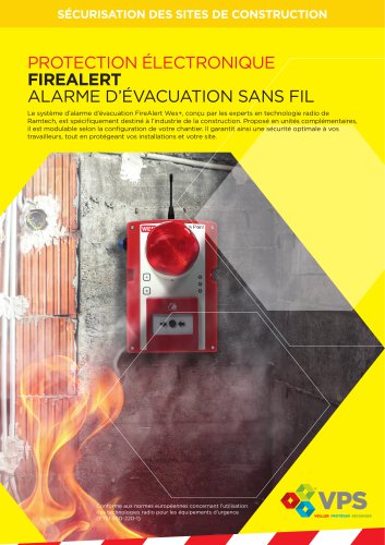 PROTECTION ÉLECTRONIQUE FIREALERT ALARME D’ÉVACUATION SANS FIL