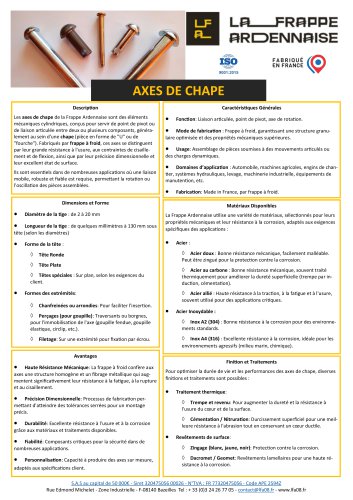 Fiche Produit Axe de Chape