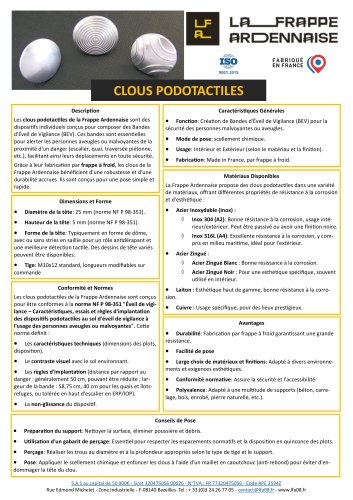 Fiche Produit Clous Podotactiles