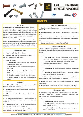 Fiche Produit Rivets