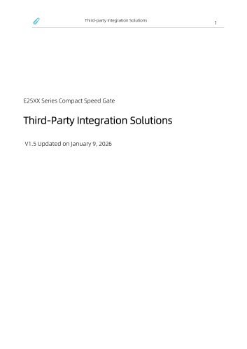 E25XX Series Compact Speed Gate  Third-Party Integration Solutions  V1.5 Updated on January 9, 2026