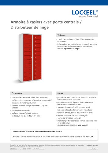 Armoire à casiers avec porte centrale