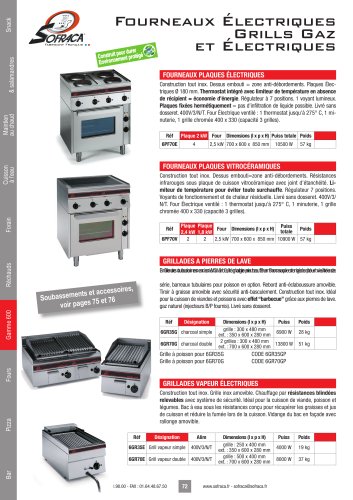 Fourneaux Électriques Grills Gaz et Électriques