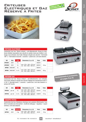 Friteuses Électriques et Gaz Réserve à Frites